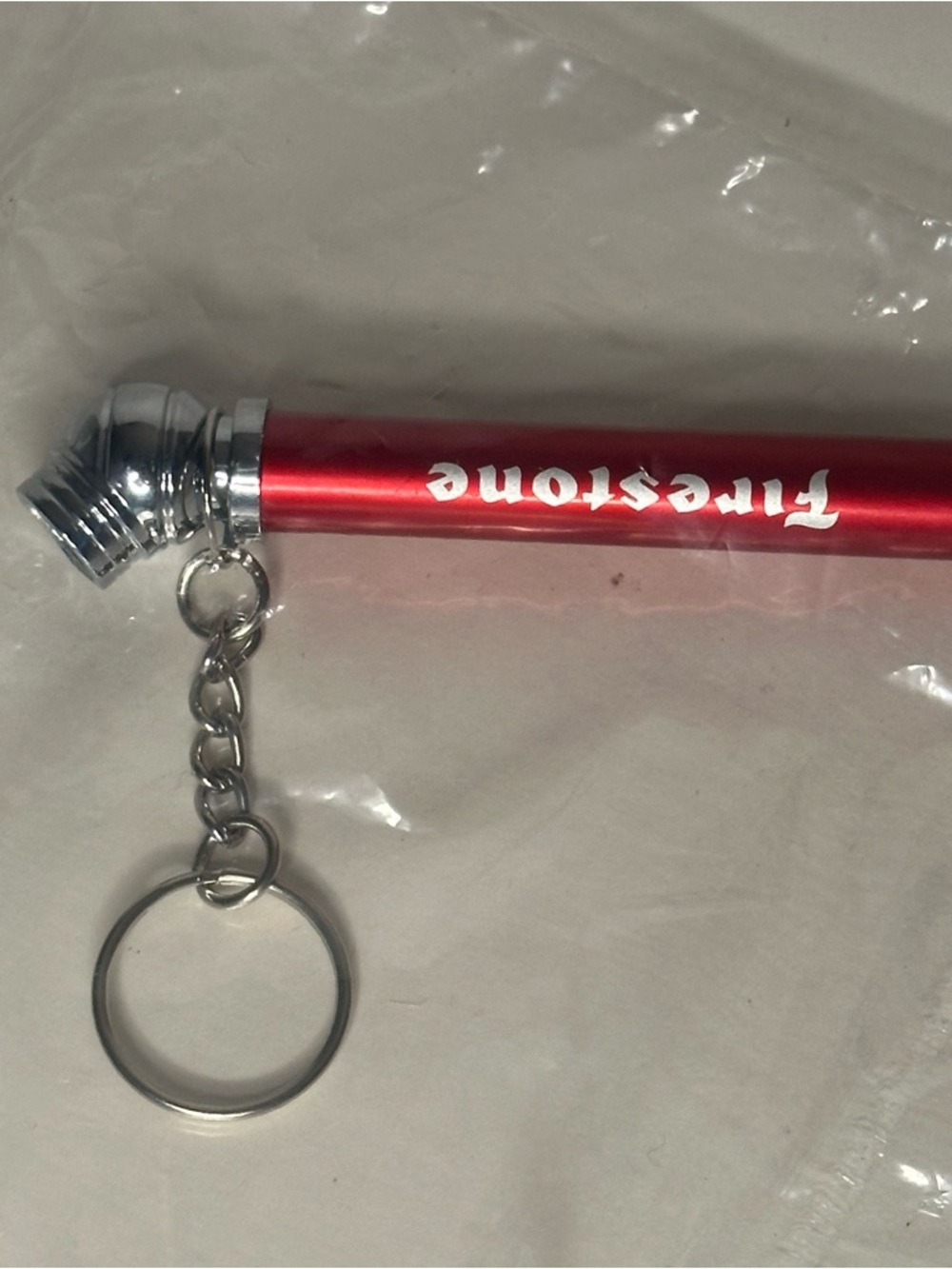 Firestone Tires Red & White Logo Mini Keychain Tire Pressure Gauge 50 PSI NEW